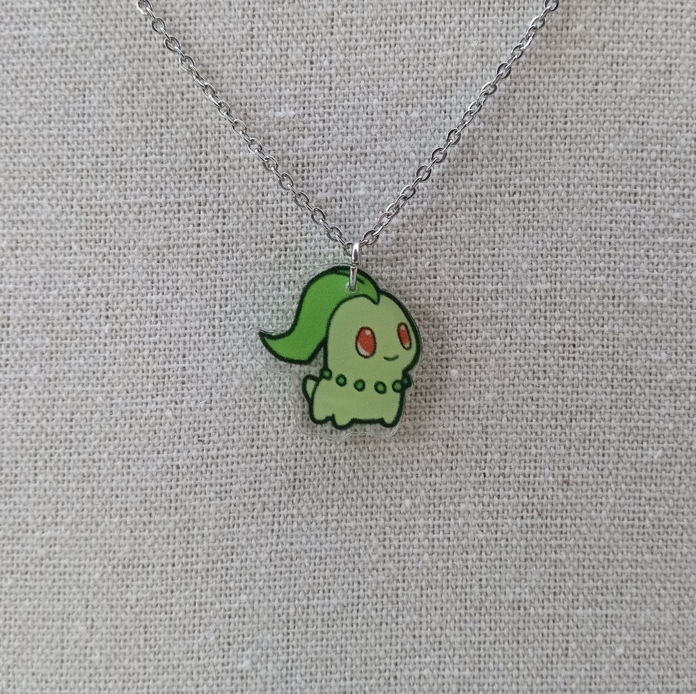 2/$10 Pokemon Chikorita Stainless Steel Necklace NWT